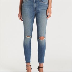 Mother High Waisted Looker Ankle Fray Jeans